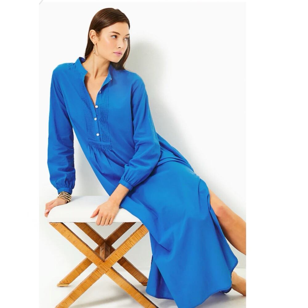 NWT Lilly Pulitzer Vassa Coverup Maxi Dress Blue XL